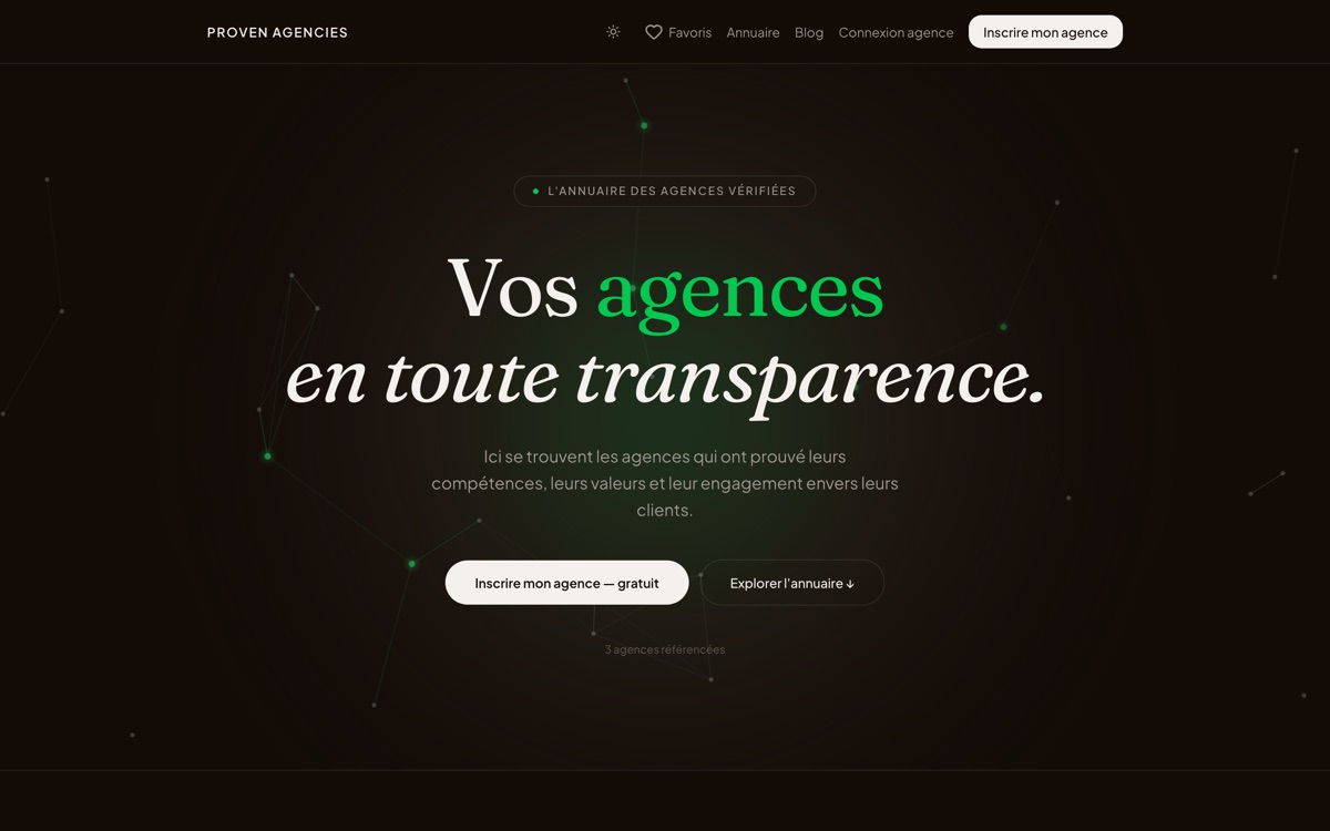 Aperçu du site Proven Agencies